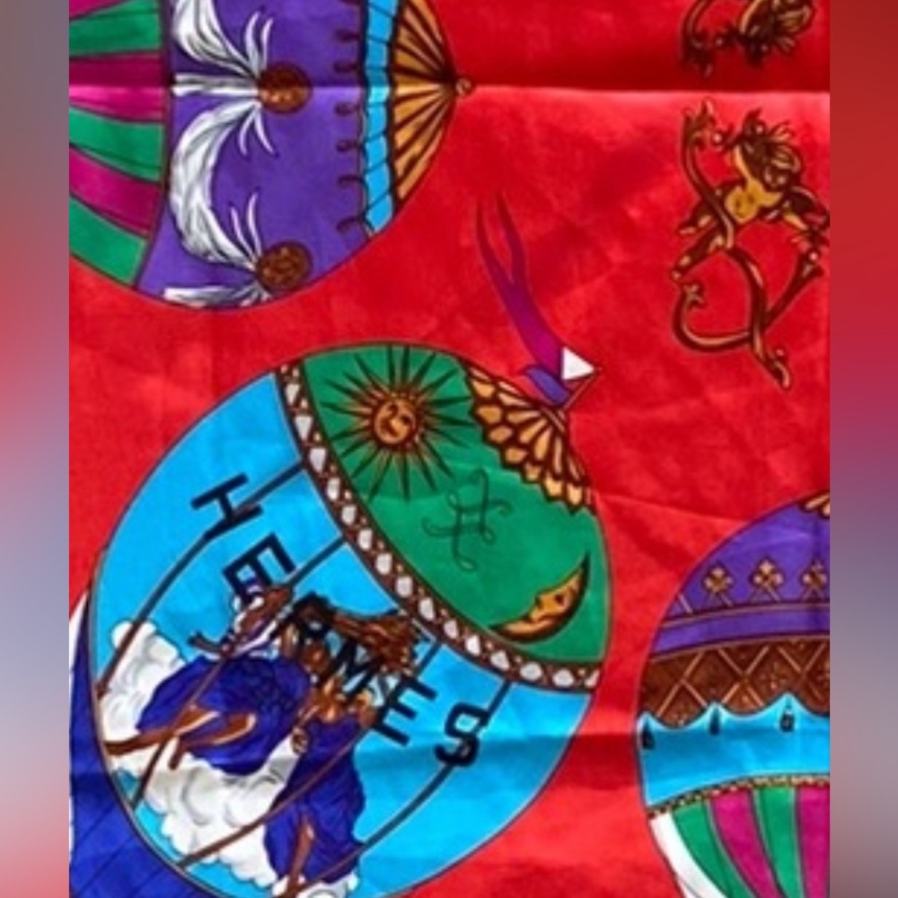 Hermes Colorful Hot Air Balloon Silk Scarf
